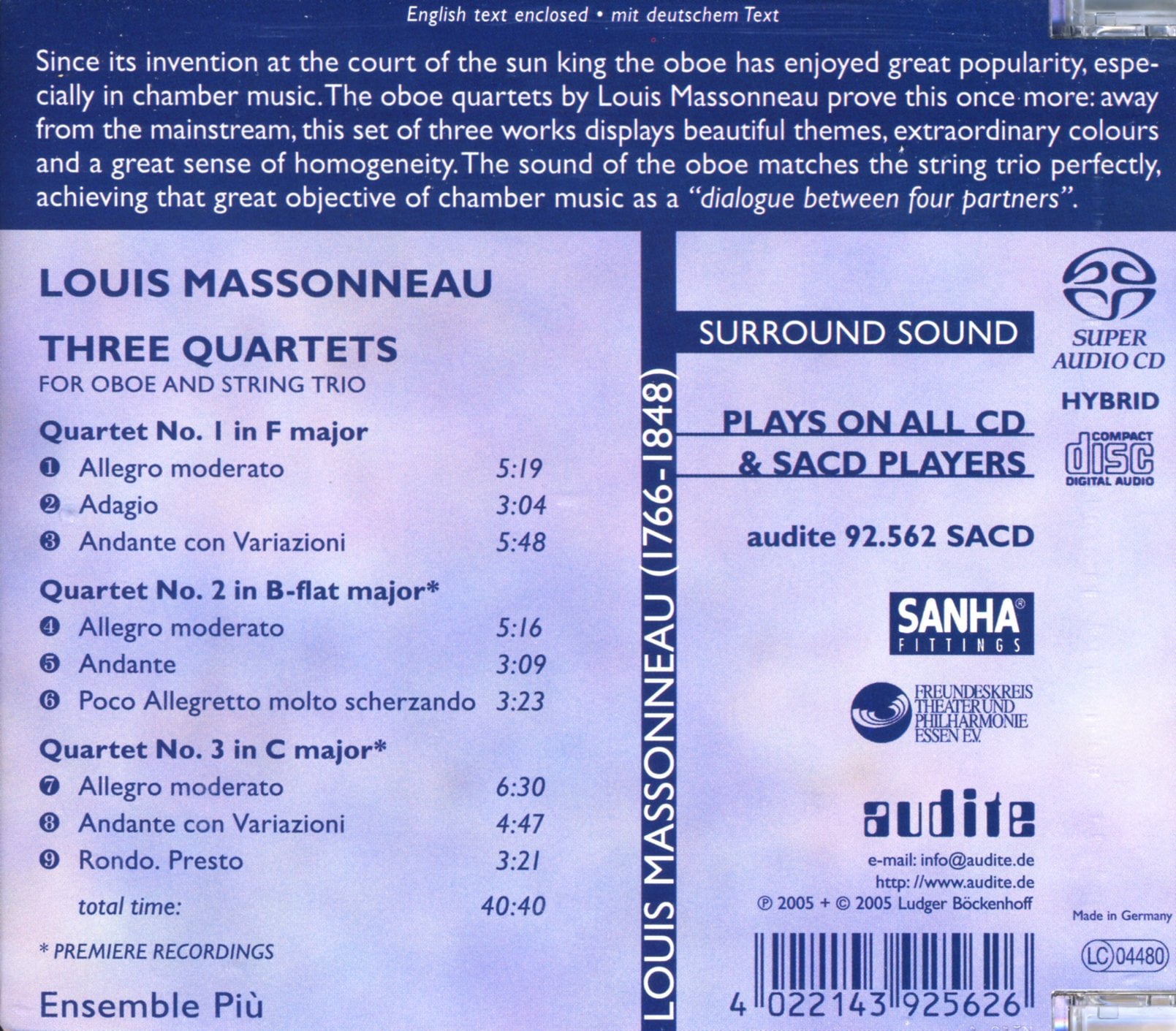 Ensemble Pi - Three Oboe Quatets - Music & Performance - SACD