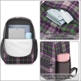 thumbnail image 4 of Purple and Green Checkered Pattern 17" School Backpacks for Teens,Waterproof Oxford Fabric,S-Shape Padded Straps for School,Travel,Hiking,Camping, 4 of 6