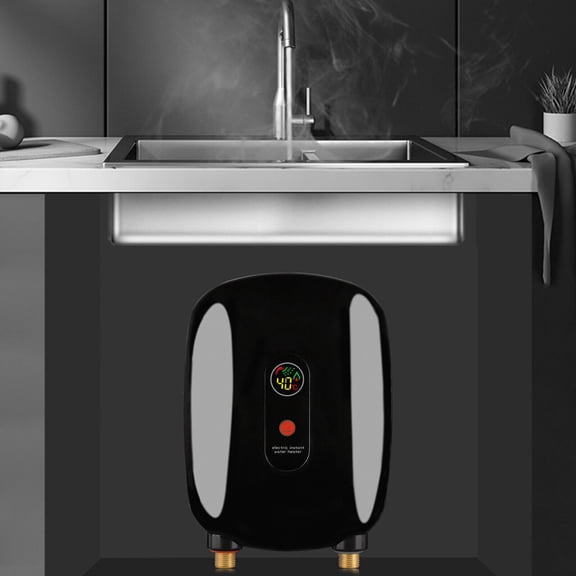 Miumaeov 110V 3000W Mini Instant Electric Tankless Hot Water Heater with LCD Display for Bathroom Kitchen