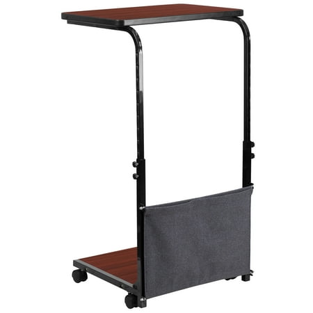 Flash Furniture Mobile Sit Down Stand Up Mahogany Computer Desk