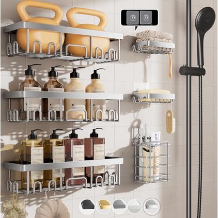 Shower Caddy 6-Pack Family Choice Award Winner Large Wall Mounted Shower Rack Bathroom Shelves Over Toilet Organizer Storage Accessories with Soap Dish&Toothbrush Holder Shower Caddy 6-Pack Family Choice Award Winner Large Wall Mounted Shower Rack Bathroom Shelves Over Toilet Organizer Storage Accessories with Soap Dish&Toothbrush Holder