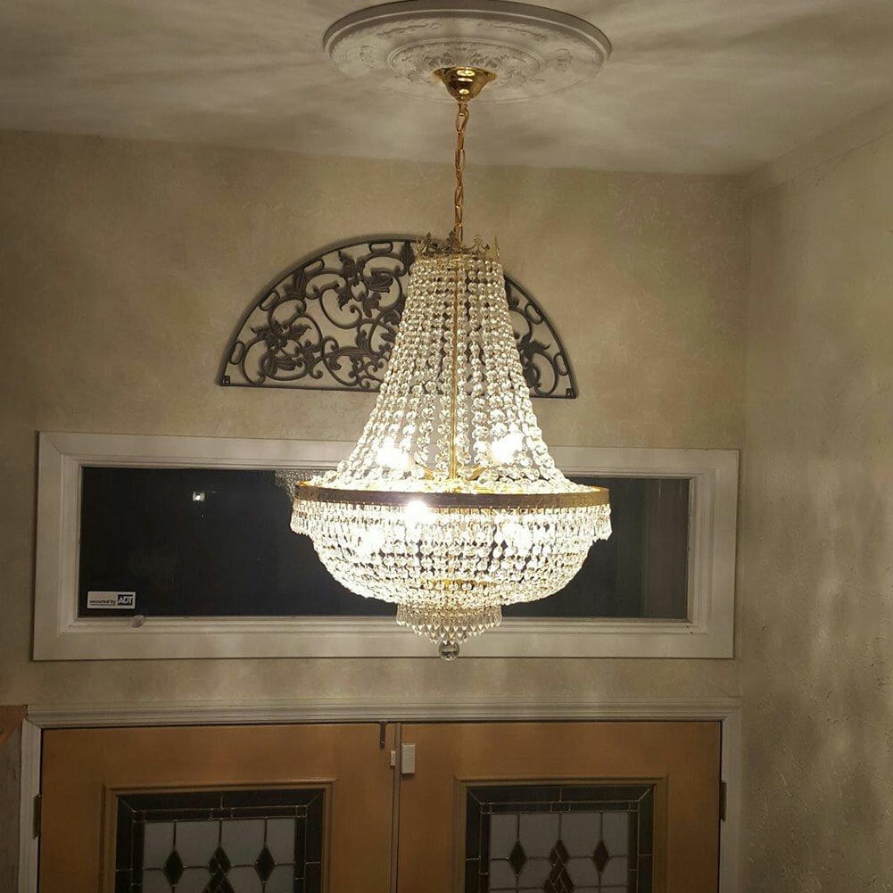 Vintage French Empire Chandelier Luxury Large Foyer Crystal Ceiling Light Height