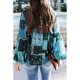 thumbnail image 3 of Camisa de mujer Jumpingount cuello liso plisado Casual manga casquillo Bohemia blusa interior exterior Azul METRO, 3 of 6