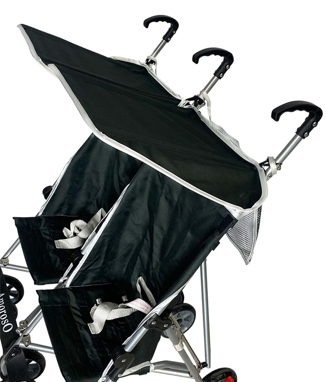 AmorosO Baby Umbrella Stroller with EVA Wheel Tire Black Double