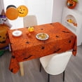 thumbnail image 2 of Spider Web Halloween Tablecloth - Fabric Holiday Rectangle Table Cloth, Waterproof and Washable Table Cover for Halloween Party Dining Room, 60 x 102 Inch Orange, 2 of 6