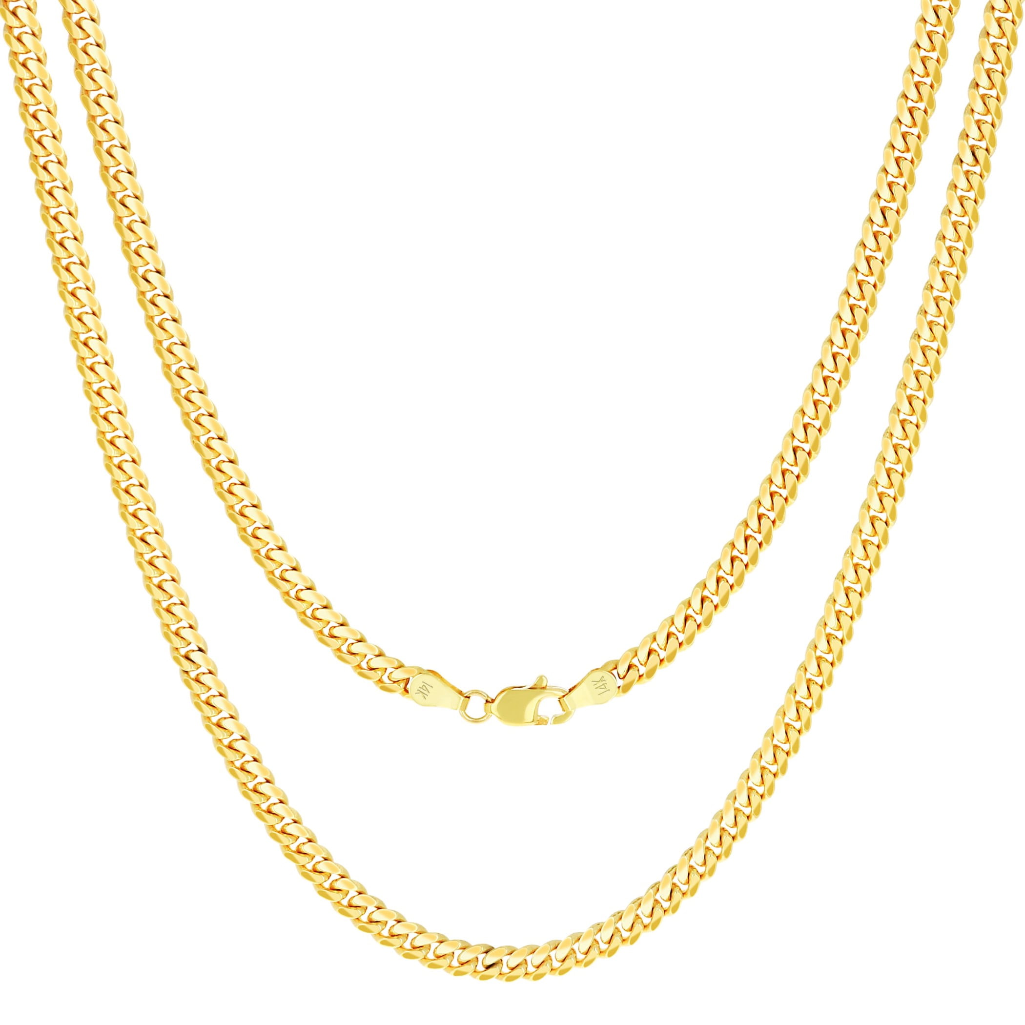 Nuragold 14K Real Yellow Gold Solid Miami Cuban Link Chain Necklace 16"-30" (2.7mm-11mm) Italian Jewelry for Men & Women
