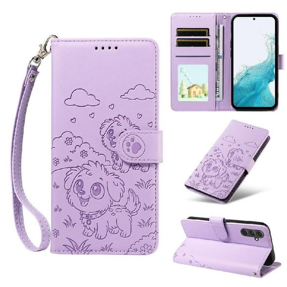 Funda Cartera GANGXUN con Diseño de Perrito en Relieve para Samsung Galaxy A54 5G , Protección 360° con Ranuras y Correa Desmontable