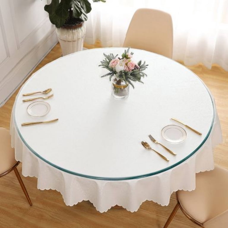 TesNus 18" Round Tempered Glass Table Top - 1/4" Thick, Clear, Pencil Polished Edge, DIY Table Protector