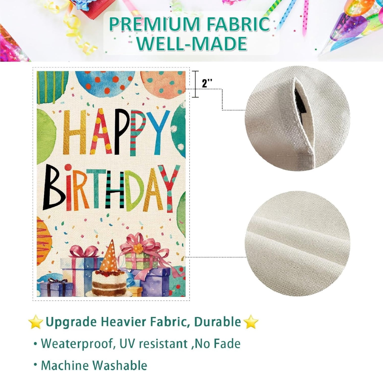 Happy Birthday House Flag Double Sided Birthday Party Welcome Garden Yard Flag Vertical Farmhouse Outdoor Outside Home Celebration Decoration