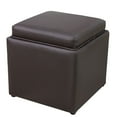 thumbnail image 4 of Square Storage Ottoman with Tray Faux Leather Upholstered Footrest Stool, Seat as Side Coffee Table for Living Room 09078, 4 of 6