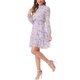 thumbnail image 4 of Vestido de gasa de manga larga con cuello de pie y volantes en capas de flores para mujer, color púrpura, 4 of 6