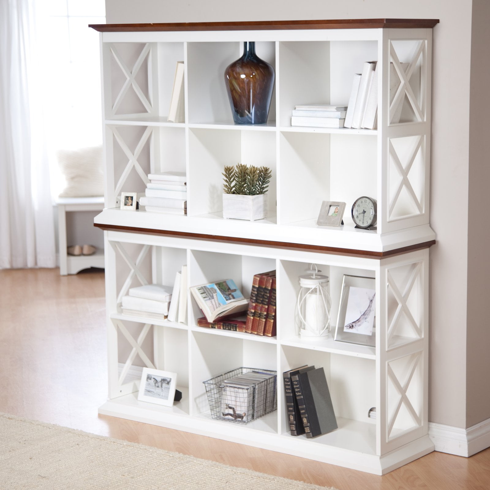 Belham Living Hampton Console Table 2 Shelf Bookcase - White/Oak - Walmart Belham Living Hampton Console Table 2 Shelf Bookcase - White/Oak - Walmart