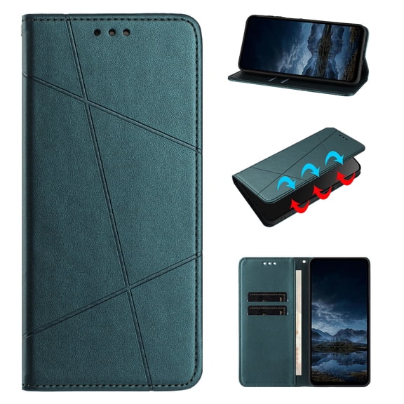 for iPhone 16e PU Leather Wallet Flip Case Cover, with Credit Card Slots Kickstand Magnetic Clasp, Classic Men Women Full Body Protective Rugged Phone Cover for iPhone 16e, Green