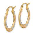 thumbnail image 2 of Primal Gold 14 Karat Yellow Gold with White and Rose Rhodium Diamond-cut Hoop Earrings, 2 of 4