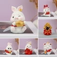 thumbnail image 2 of Yoone Rabbit Ornament Cartoon Decorative Synthetic Resin Miniature Lucky Bunny Statue New Yea Decoration for Living Room, 2 of 6