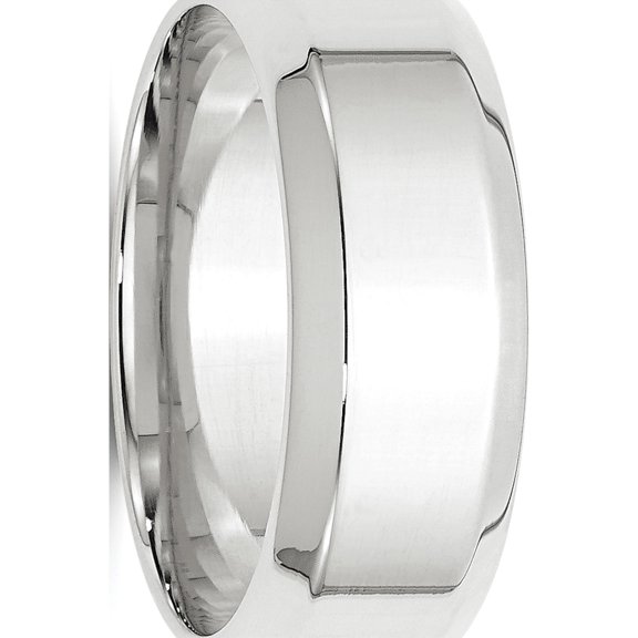 Jewelry by Sweet Pea 10K White Gold 8mm Beveled Edge Comfort Fit Wedding Band Size 4