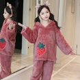thumbnail image 1 of Pijamas gruesos de felpa para niñas, ropa de dormir cálida de invierno, Pijama completo de franela para niños, trajes de Navidad, ropa de dormir con capucha de lana Coral, 1 of 4