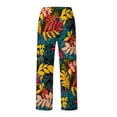 thumbnail image 5 of Pantalones de cintura alta para mujer Pantalones de pierna ancha con estampado floral elegante con estampado vintage Pompotops ulkah939311, 5 of 5
