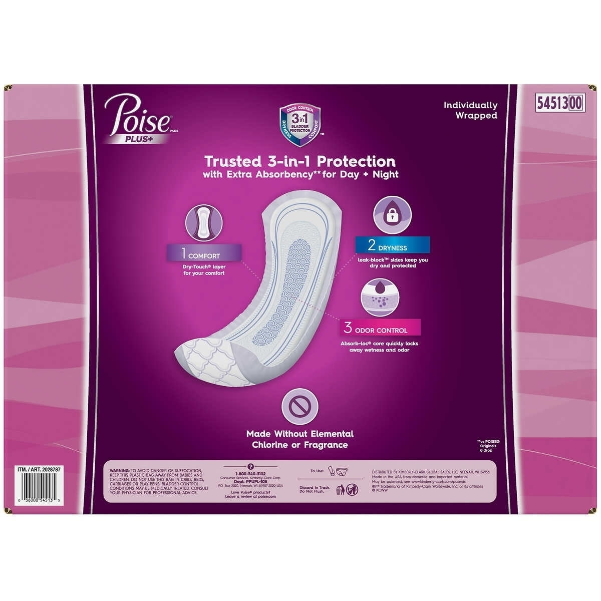 Poise Plus Ultimate Absorbency Long Pads 108 Count