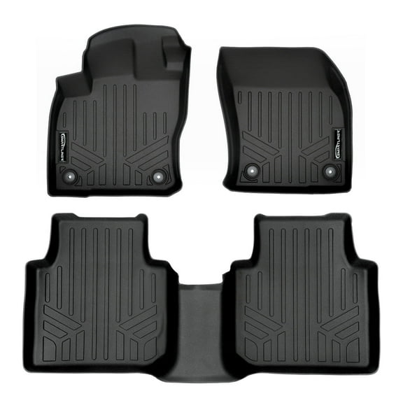 SMARTLINER Custom Fit Floor Mats 2 Row Liner Set Black Compatible With 2018-2023 Volkswagen Tiguan - All Models