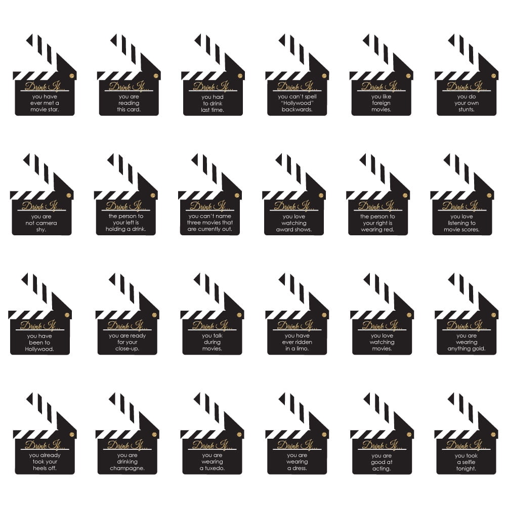 Red Carpet Hollywood Drink If Game Movie Night Party Game 24 Count