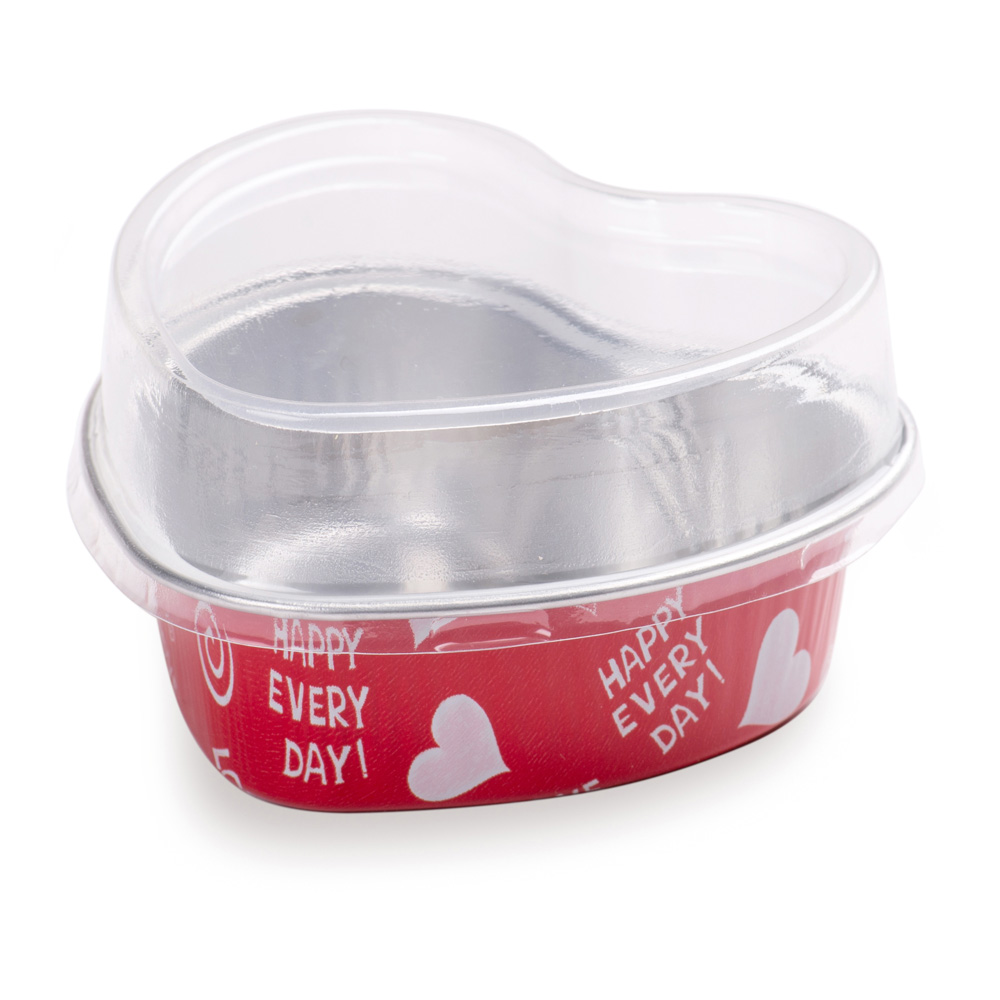 3 oz Heart Happy Hour Aluminum Baking Cup with Plastic Dome Lid 3 1