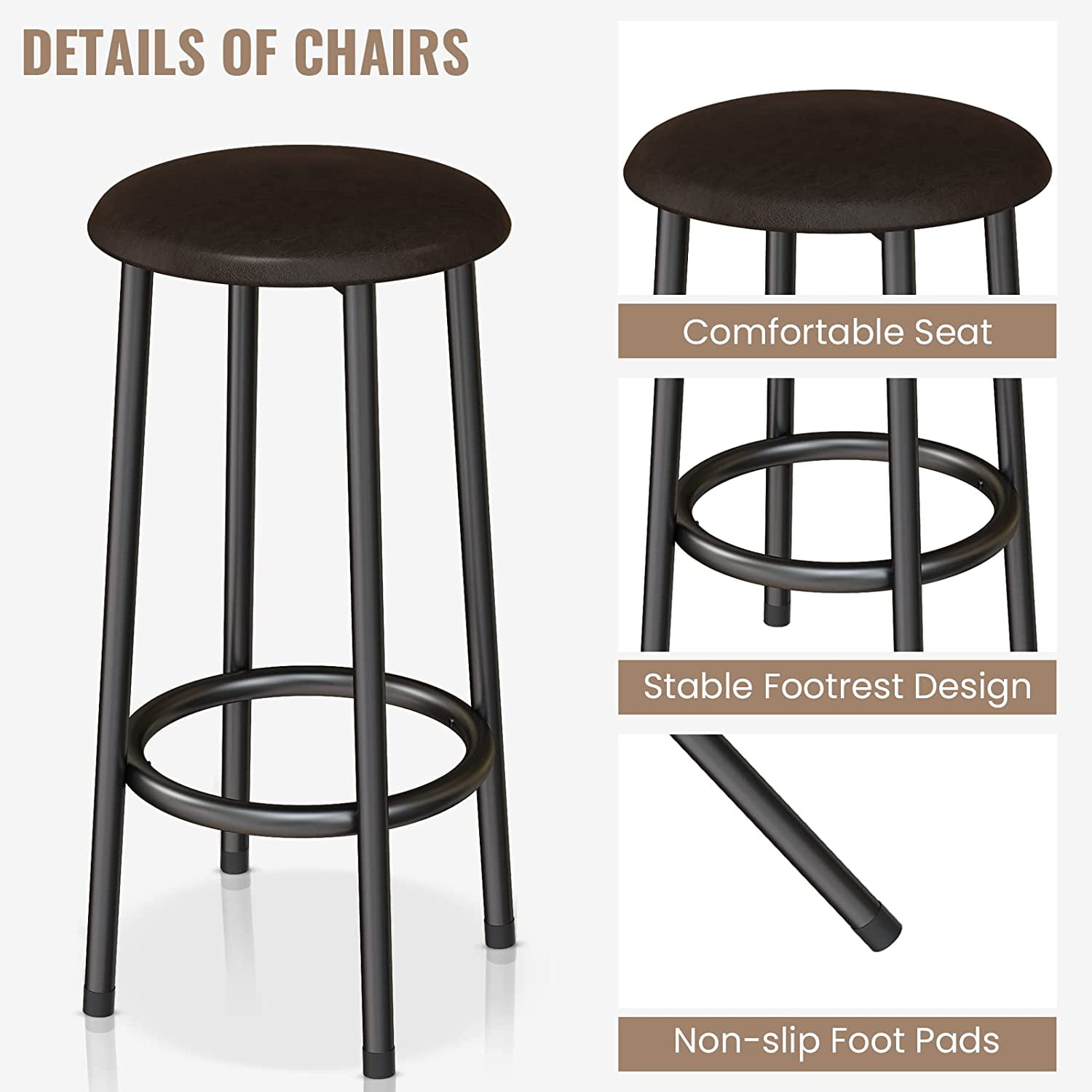 Recaceik Kitchen Island with Seating, Wooden Counter Height Table