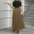 thumbnail image 4 of TQWQT Maxi Dresses for Women Short Sleeve Plain Print Church Maxi Dresses Empire Waist Trendy Shirt Dresses Formal Teacher Outfits Brown 2XL, 4 of 4
