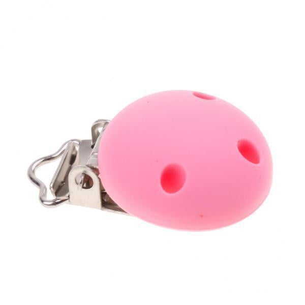 Paquete de 2-4 chupetes de bebé, Clip redondo de silicona para chupete, cierre de soporte de Metal, color rosa 2 piezas