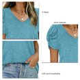 thumbnail image 4 of Camiseta de mujer con cuello en V y manga corta con diseño retorcido, Top informal de Color puro para viajes a casa, 4 of 5