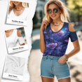 thumbnail image 4 of POLERO Rose Night Print Womens Cold Shoulder Shirts Short Sleeve Tops Soft V Neck Tees Summer Blouses Lightweight for Ladies Travel Dating Shopping L, 4 of 7