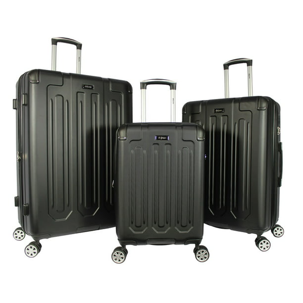 Dejuno Tutin 3-Piece Hardside Spinner Luggage Set With TSA Lock - Black ...