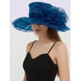 thumbnail image 5 of Women's Kentucky Derby Church Dress Hat Wide Brim Leaf Flower Bridal Shower Hat, 5 of 5