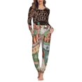 thumbnail image 1 of Conjunto de pijama de diseño navideño para mujer, ropa de dormir femenina de manga larga, traje de dormir informal que combina con todo, ropa de casa con estampado a pedido, 1 of 4