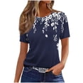 thumbnail image 1 of Tops de Manga Corta de Algodón para Mujeres Cuello Redondo Impreso Casual, Blusa de Moda para el Hogar Y el Uso Diario, 1 of 6