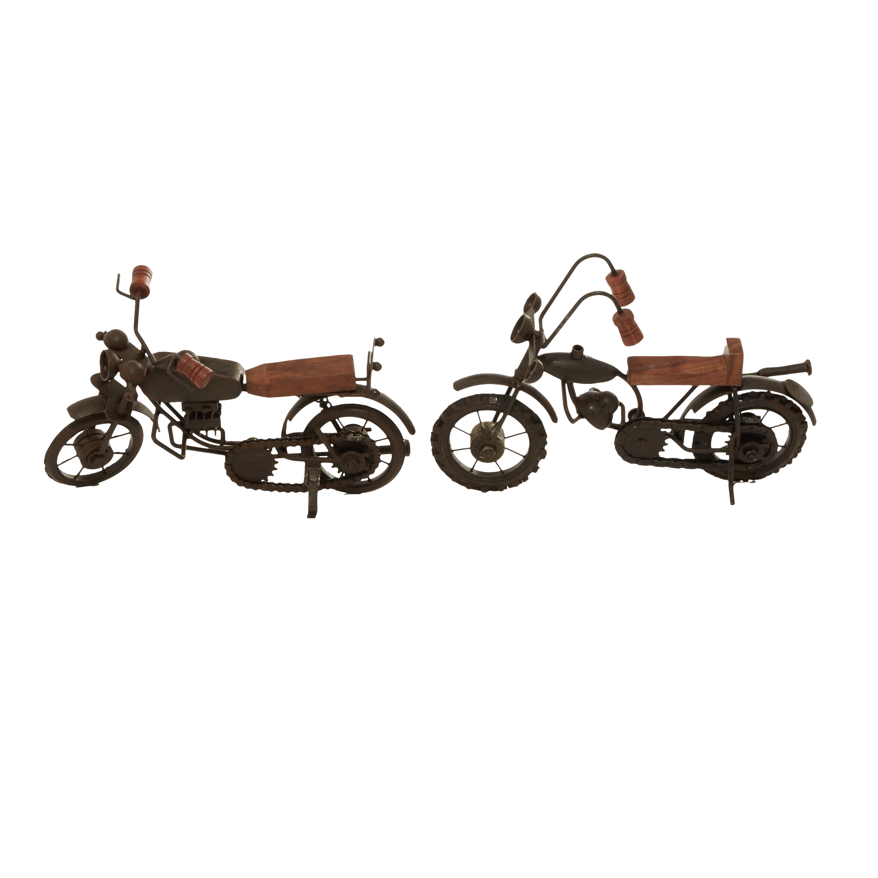 12"W, 7"H Brown Metal Motorcycle Sculpture, by DecMode (2 Count)