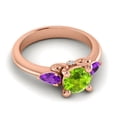 thumbnail image 3 of 2.50 Carat Unique Round Shape Peridot & Amethyst Gemstone Anniversary Ring for Wife Solid 18K Rose Gold Size 3.5 by Diamond-Capitals, 3 of 8