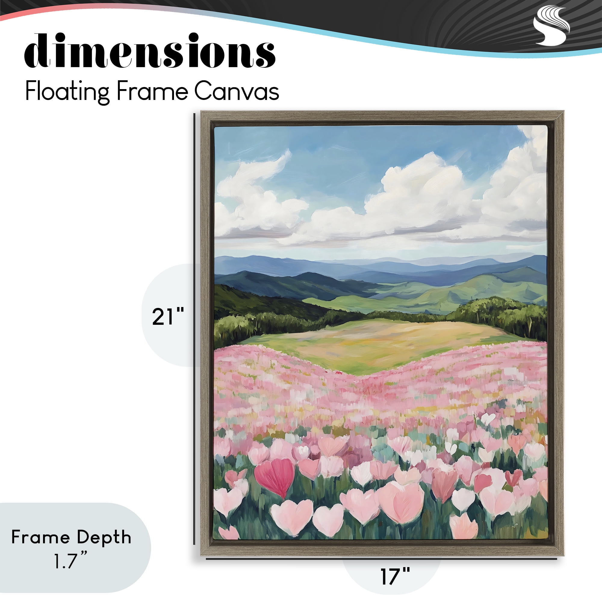 Stupell Industries Blush Pink Poppy Field Brown Framed Floater Canvas Wall Art, design by The Prints Vibe