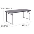 thumbnail image 2 of 23.5''W x 48.25''L Height Adjustable Bi-Fold Dark Gray Plastic Folding Table with Carrying Handle, 2 of 9