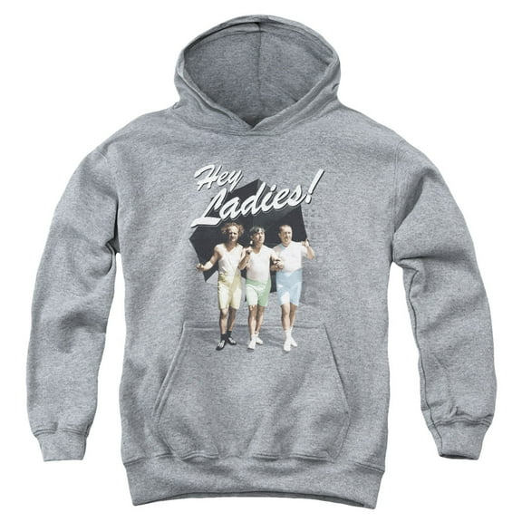Three Stooges Hey Ladies Youth Pullover Hoodie Sweatshirt Heather
