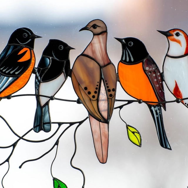 Window Hangings Stained Bird Ornaments Window Suncatcher for Home Decoration