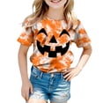 thumbnail image 5 of Futezty Kids Halloween Shirt Girls Boys Funny Spooky Tie Dye Shirts Pumpkin Face Short Sleeve Fall Tee Top 12M-13T, 5 of 5
