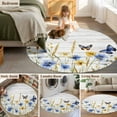 thumbnail image 6 of Blue Yellow Floral Round Area&nbsp;Rug 5ft Butterfly Watercolor Plants Non-Slip&nbsp;Washable Circle Rugs Soft Felt Indoor Floor Mat for Bedroom Kitchen Living Room Bathroom, 6 of 9