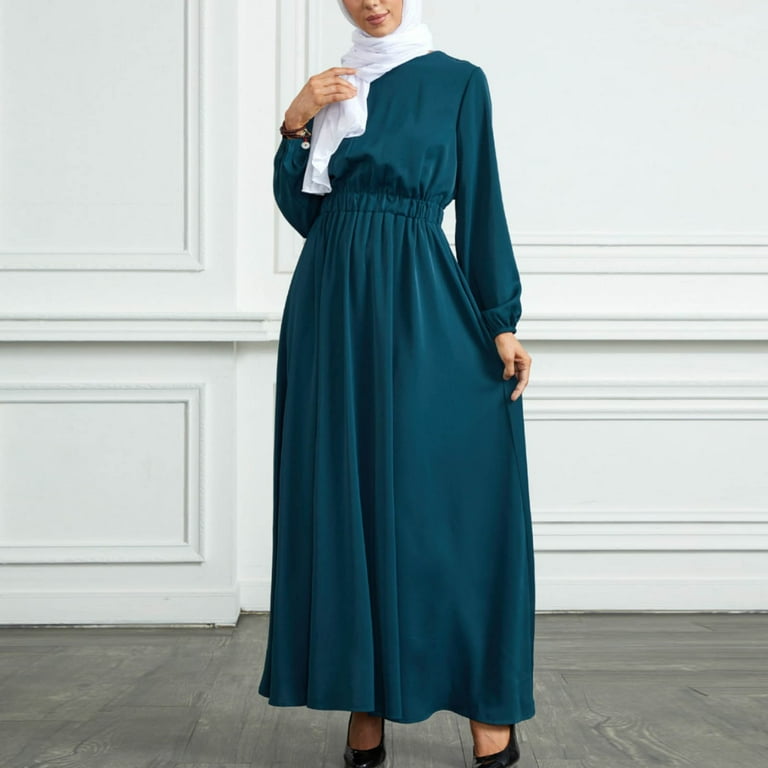 chinese dress ladies Maxi Dress for Women  Modest Long Sleeve Islamic Abaya Style