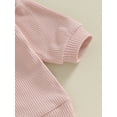 thumbnail image 5 of Infant Baby 2Pcs Fall Outfits Long Sleeve Solid Color Ribbed Sweatshirt and Pants Set, 5 of 8