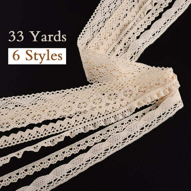 54 Yards Lace Ribbon White Lace Trim Yard, Crochet Sewing Lace Ribbons for  Crafts, Assorted Eyelet Lace Roll for DIY Scrapbooking Dollies Wedding