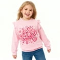 thumbnail image 2 of DDSOL Toddler Girls Sweatshirt Valentine's Day Letter Print Long Sleeves Shirts Pink 5T, 2 of 7