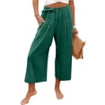thumbnail image 6 of Women's High Waisted Cropped Wide Leg Pants Summer Loose Travel Work, 6 of 9