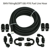 8AN -AN8 Black 20ft Nylon Braided PTFE Fuel Line 10 Fittings Hose Kit for E85