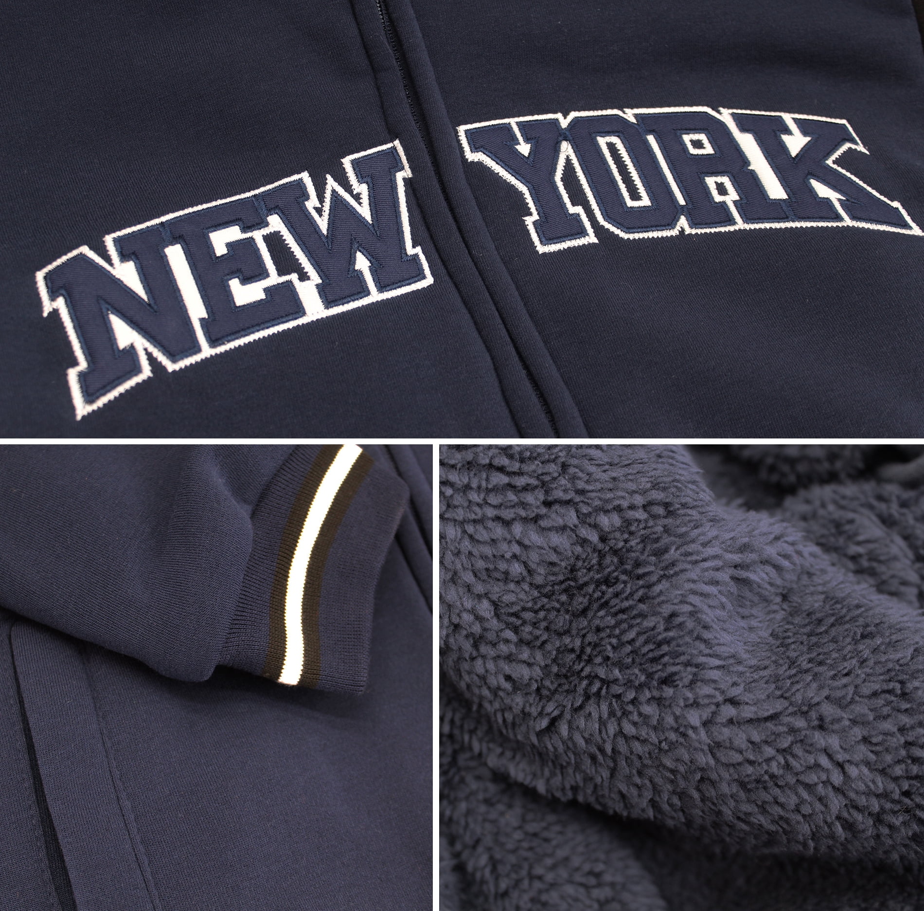 Men's Athletic New York Varsity Sherpa Fleece Lined NYC Zip Up